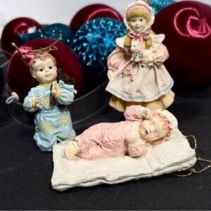 Ashton-Drake Heirloom Ornaments "Christy" "Mary Had A Little Lamb" "Johnny" Vtg